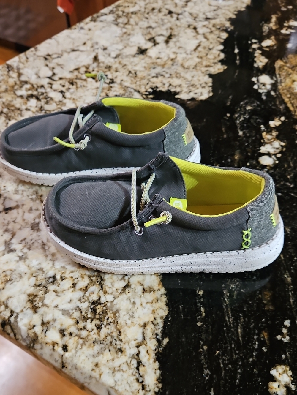 Hey Dude Kids Gray and Lime Slip-On Casual Shoes